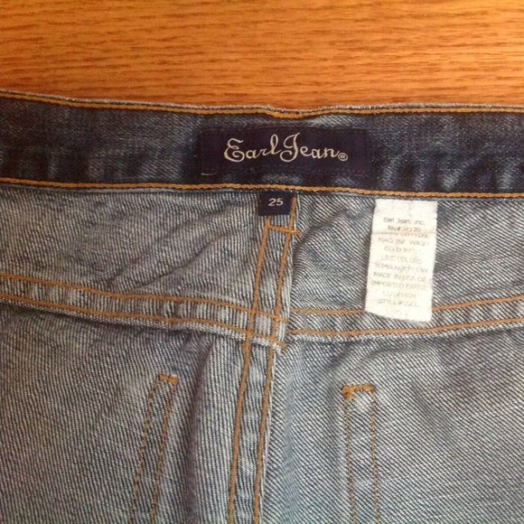 VTG Y2K EARL MID RISE JEANS BLUE COTTON DENIM WOMENS 25 28"x28.5" CROPPED USA - Picture 5 of 14